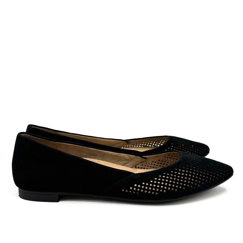 Vionic Posey Flats Loafers Shoes Womens Size 11 Black Perforated Suede Orthotic - Picture 3 of 9